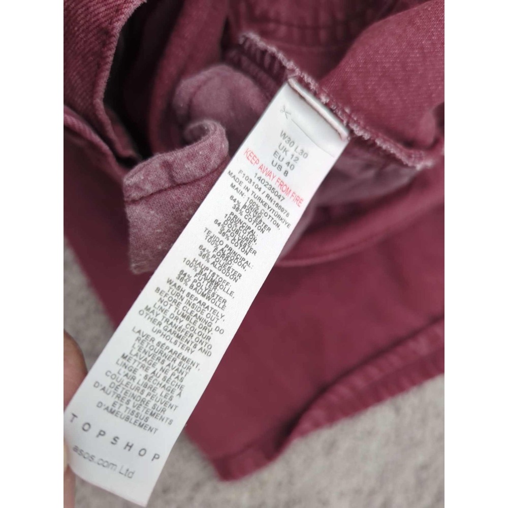 Topshop‎ Jeans Womens 30x27 Red Denim High Rise Straight Leg 90s Retro Classic - Picture 5 of 9